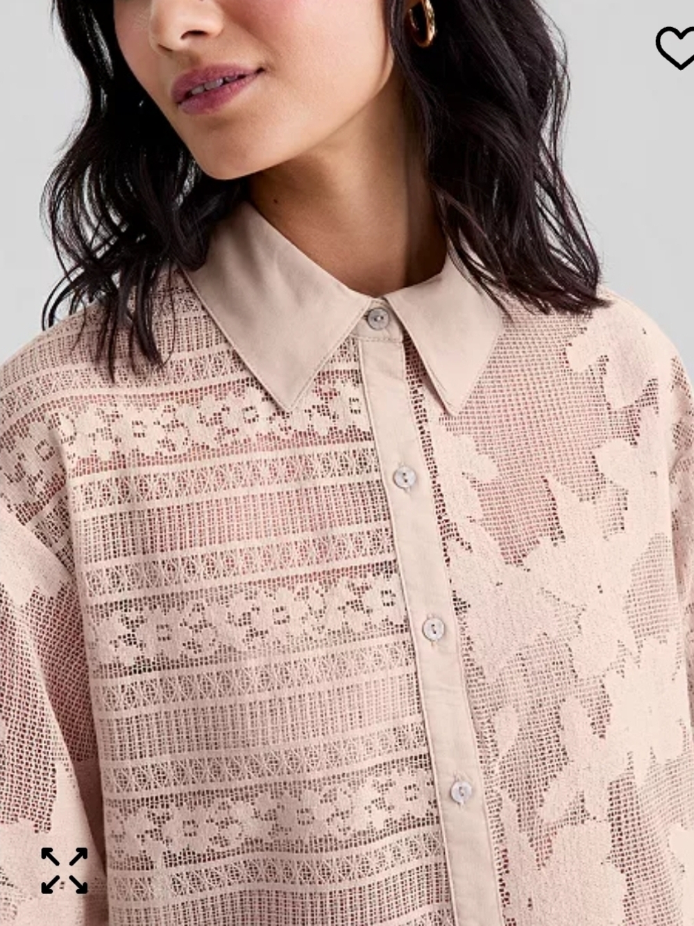 And Now This Women's Button-Front Lace Camp Shirt - Picture 3 of 10
